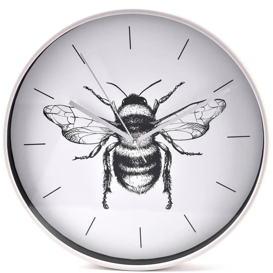 Hestia wall clock with bumble bee background