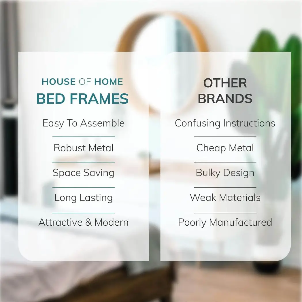 House of Home Extra Strong Single Metal Bed Frame In White - Improved - Bed Frames