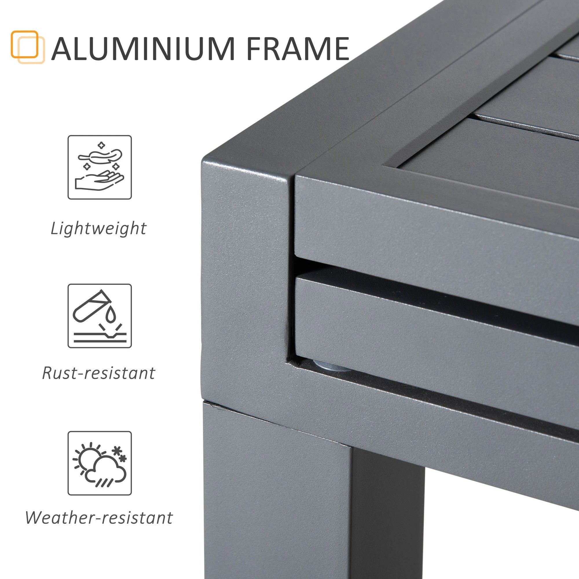 Extendable Garden Table 10 Seater for Lawn Balcony and Backyard Grey Outsunny by Unbranded