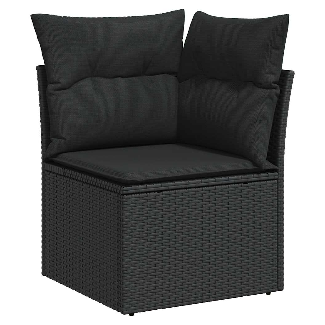 vidaXL 5 Piece Garden Sofa Set with Cushions Black Poly Rattan Acacia by vidaXL
