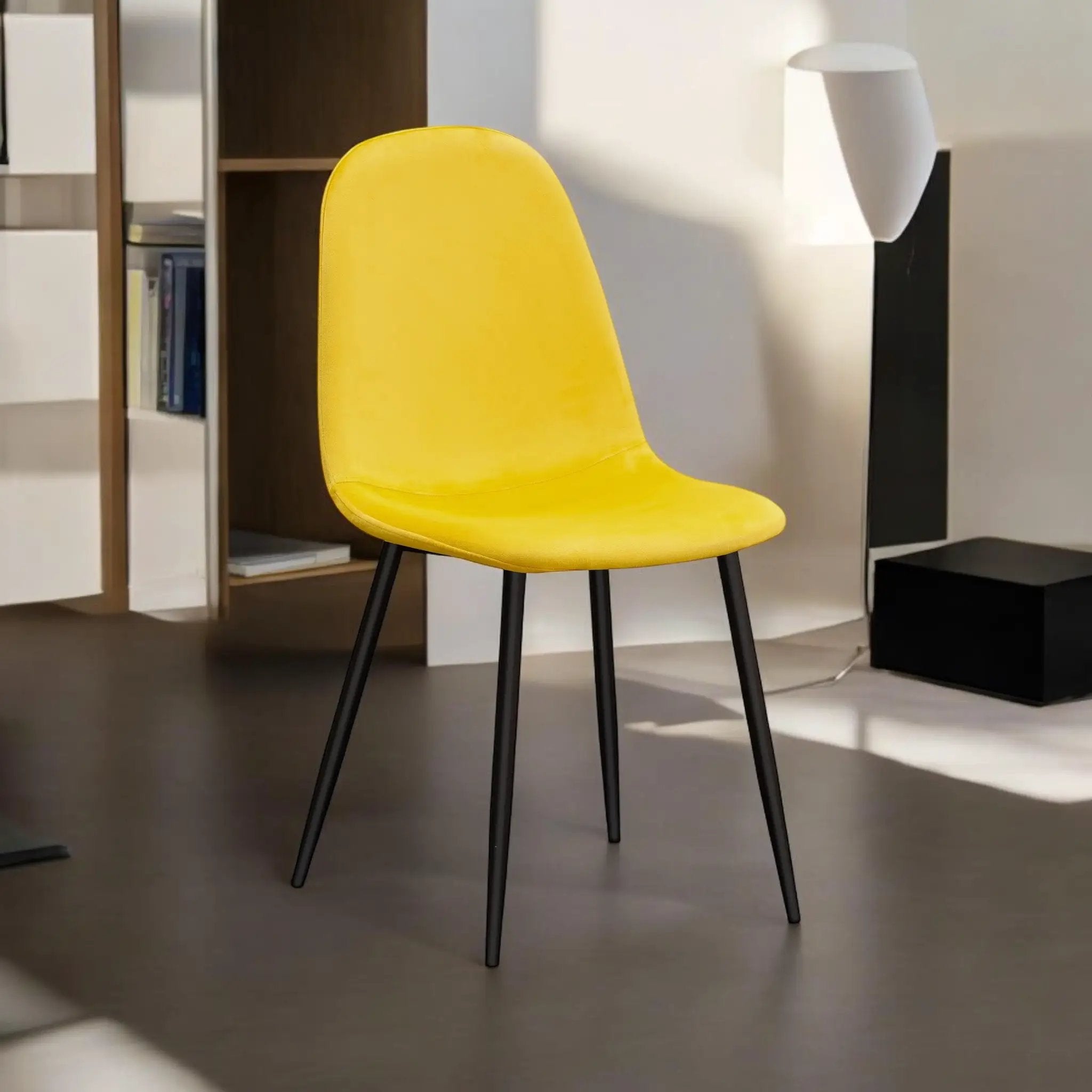MSL YELLOW FABRIC CHAIR BLACK METAL LEGS - Dining Chairs