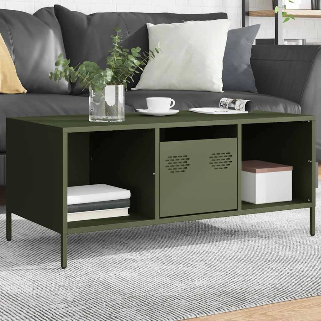 VidaXL Coffee Table 101.5x50x43.5 cm Cold Rolled Steel Industrial Living Room Decor by vidaXL