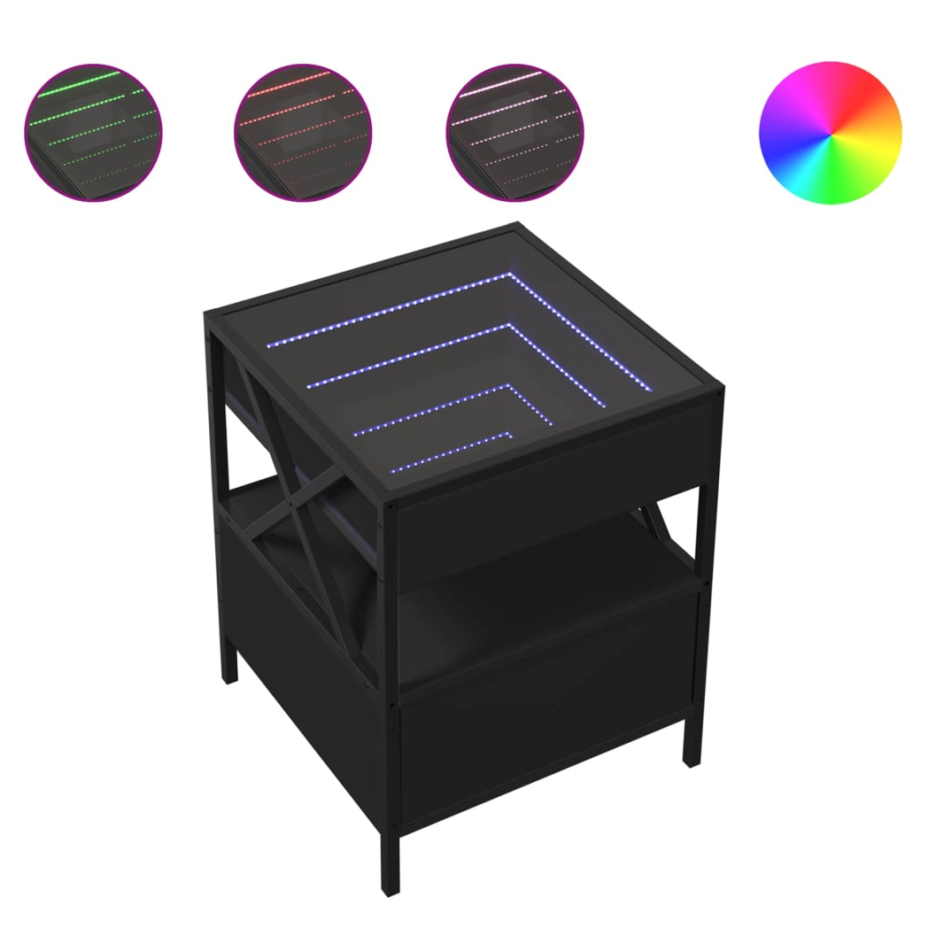 vidaXL vidaXL Coffee Table 40x40x51 Cm Infinity LED RGB Mirror Lighting Living Room Decor - Coffee Table