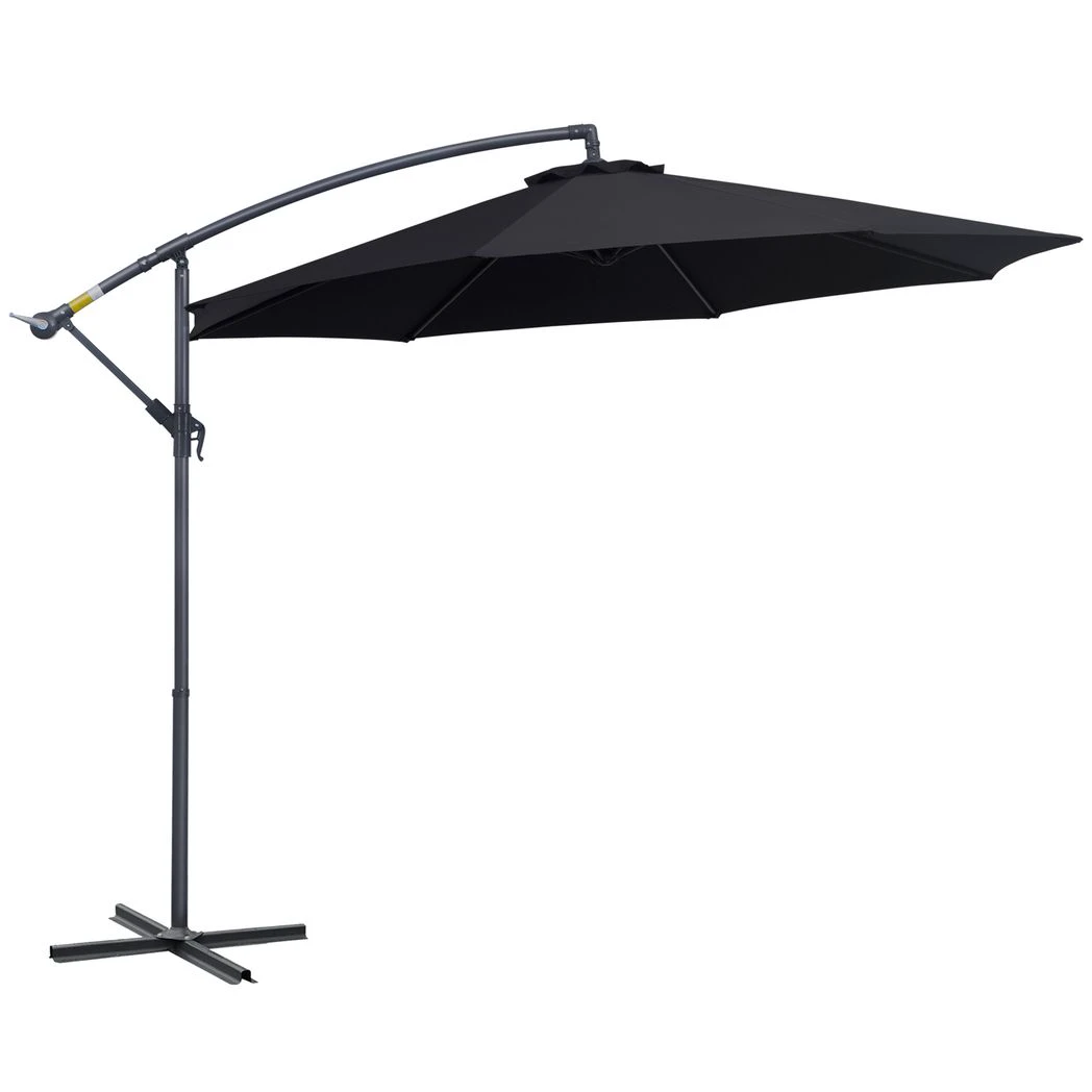 3mt Garden Parasol Sun Shade Patio Banana Hanging Rattan Set by Outsunny