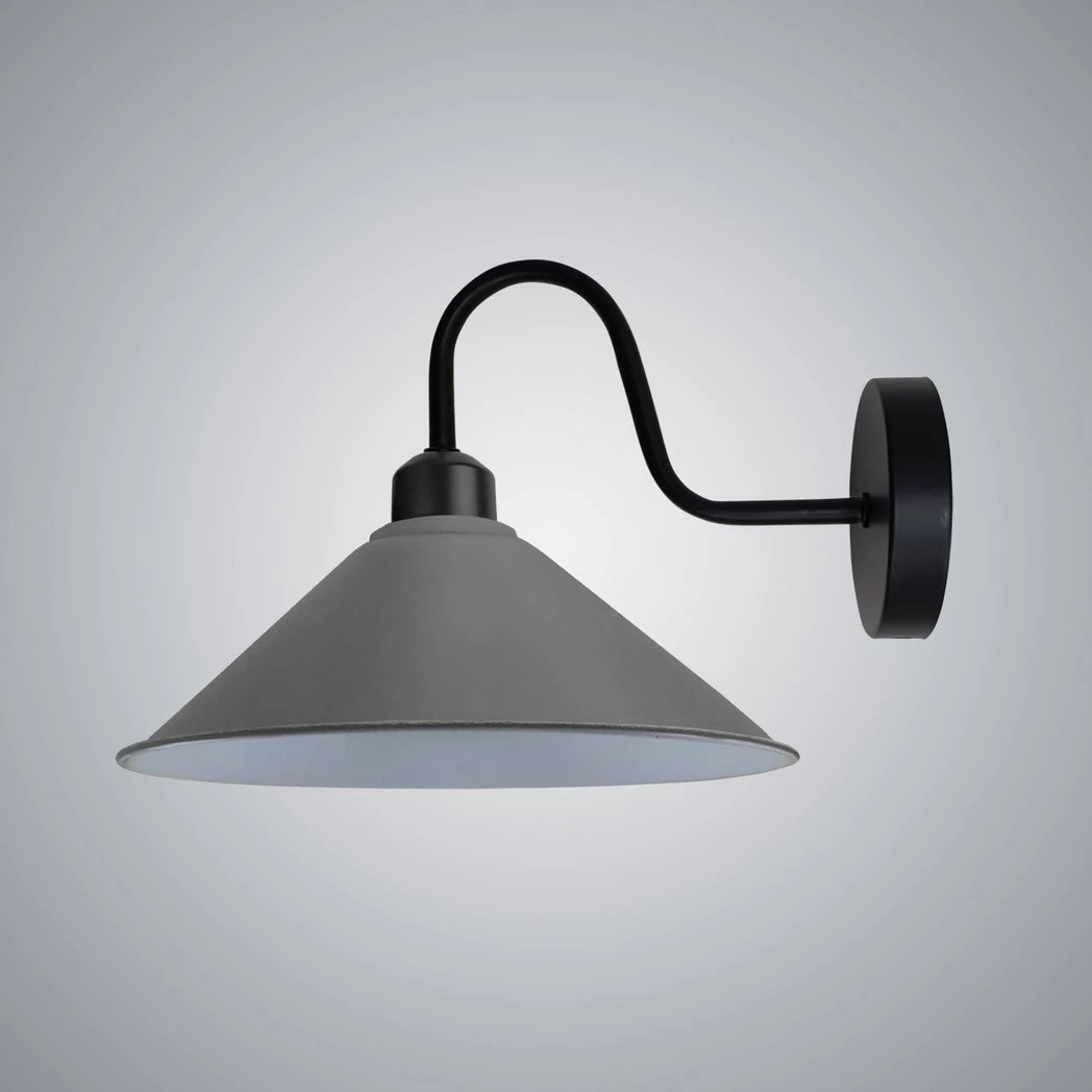 Un-branded Premium Grey Wall Lamp Cone Shade Swan Neck For E27 Socket - Wall Lights