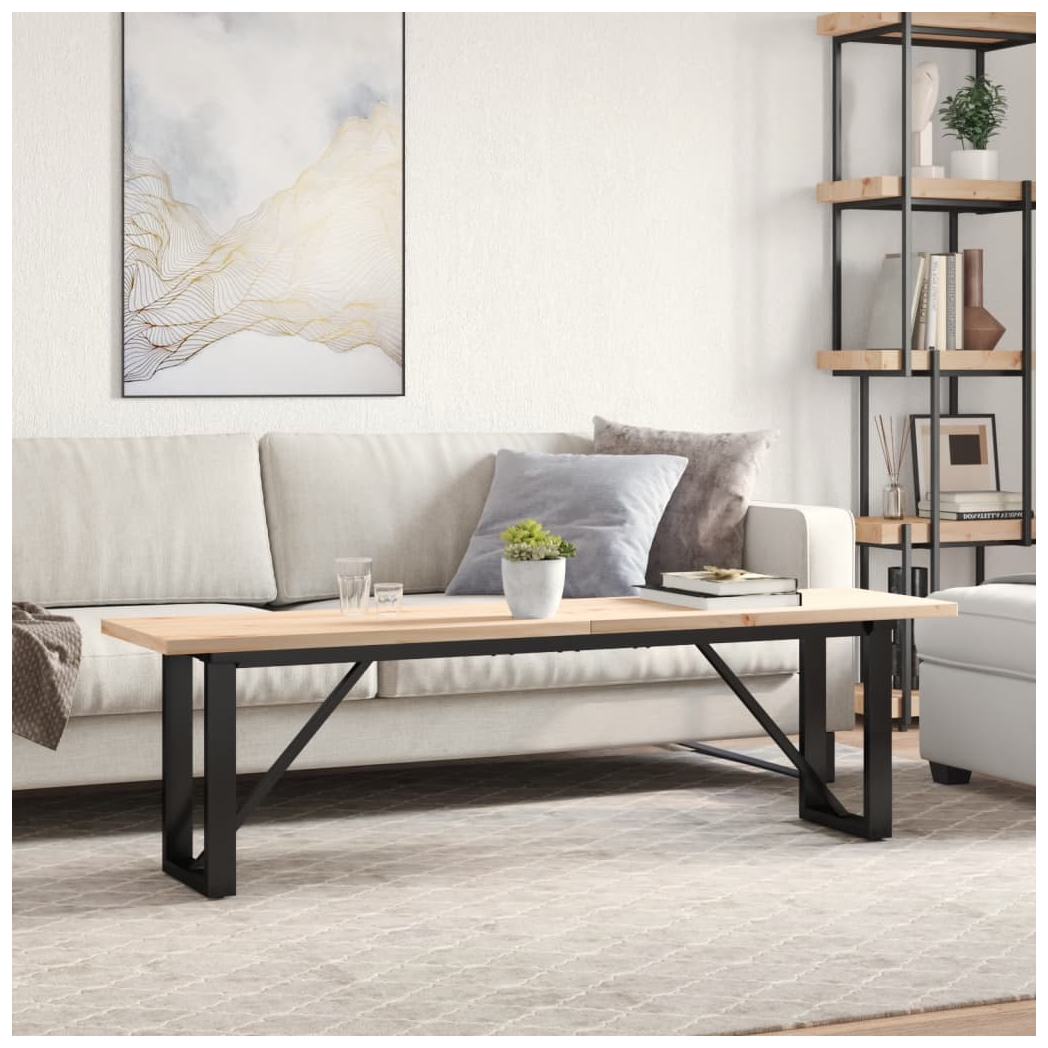 vidaXL VidaXL Coffee Table 160x40x45.5 cm O Frame Solid Pine Cast Iron Industrial Living Room - Coffee Table