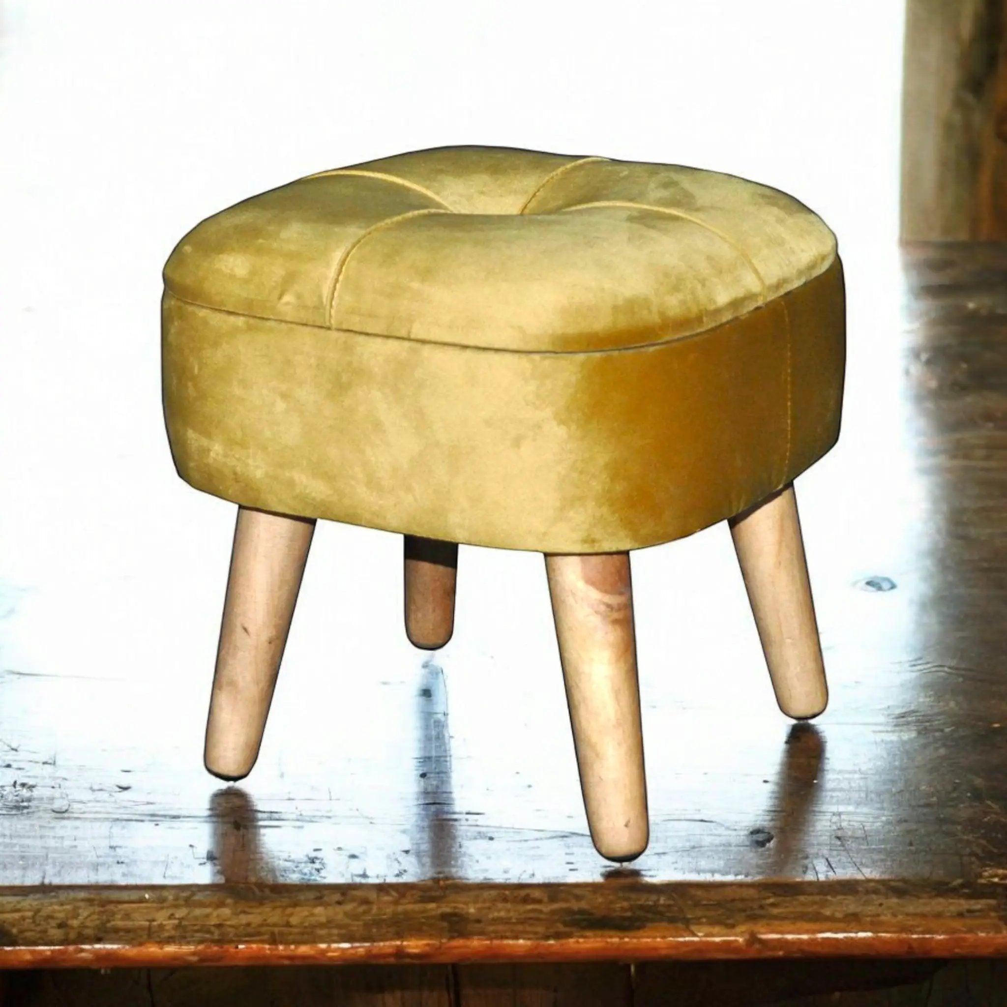 MSL YELLOW WOODEN STOOL - Footstool