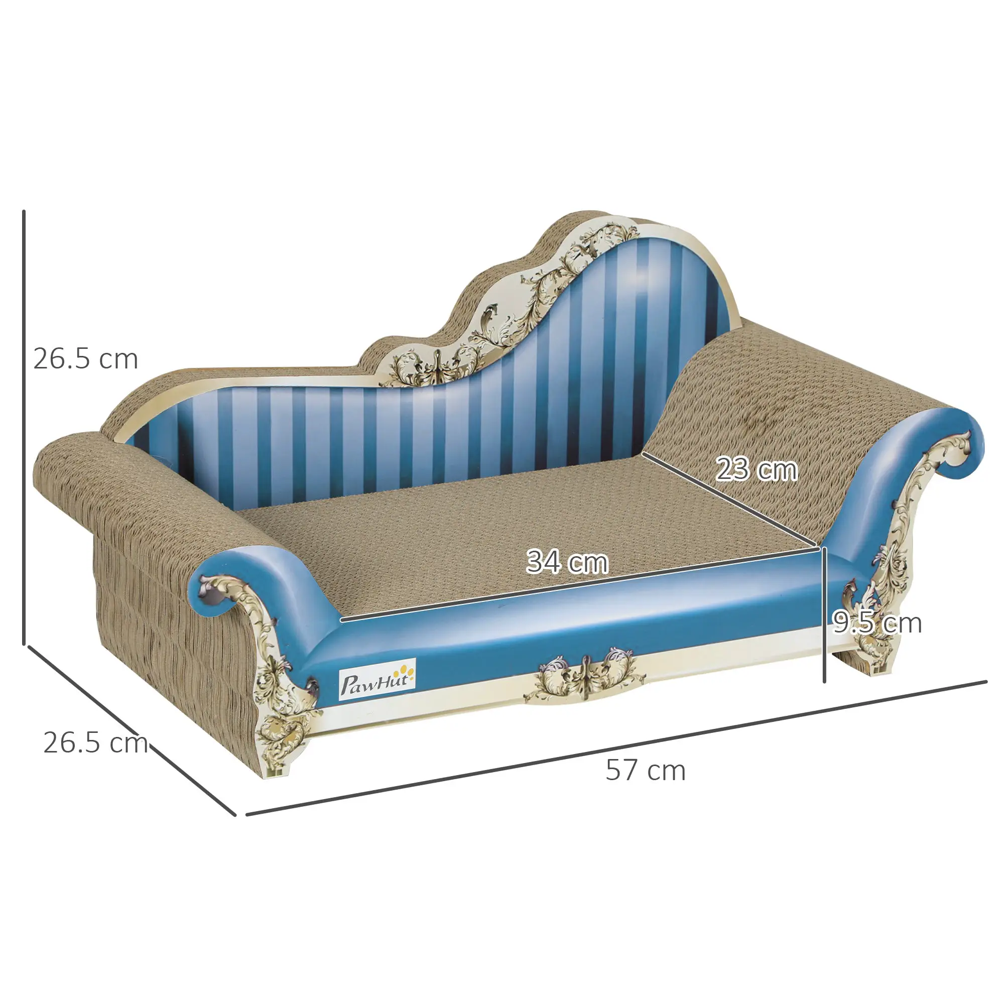 PawHut PawHut 2 in1 Cat Scratcher with Catnip, Cardboard Lounge Bed, Blue - Cat Beds