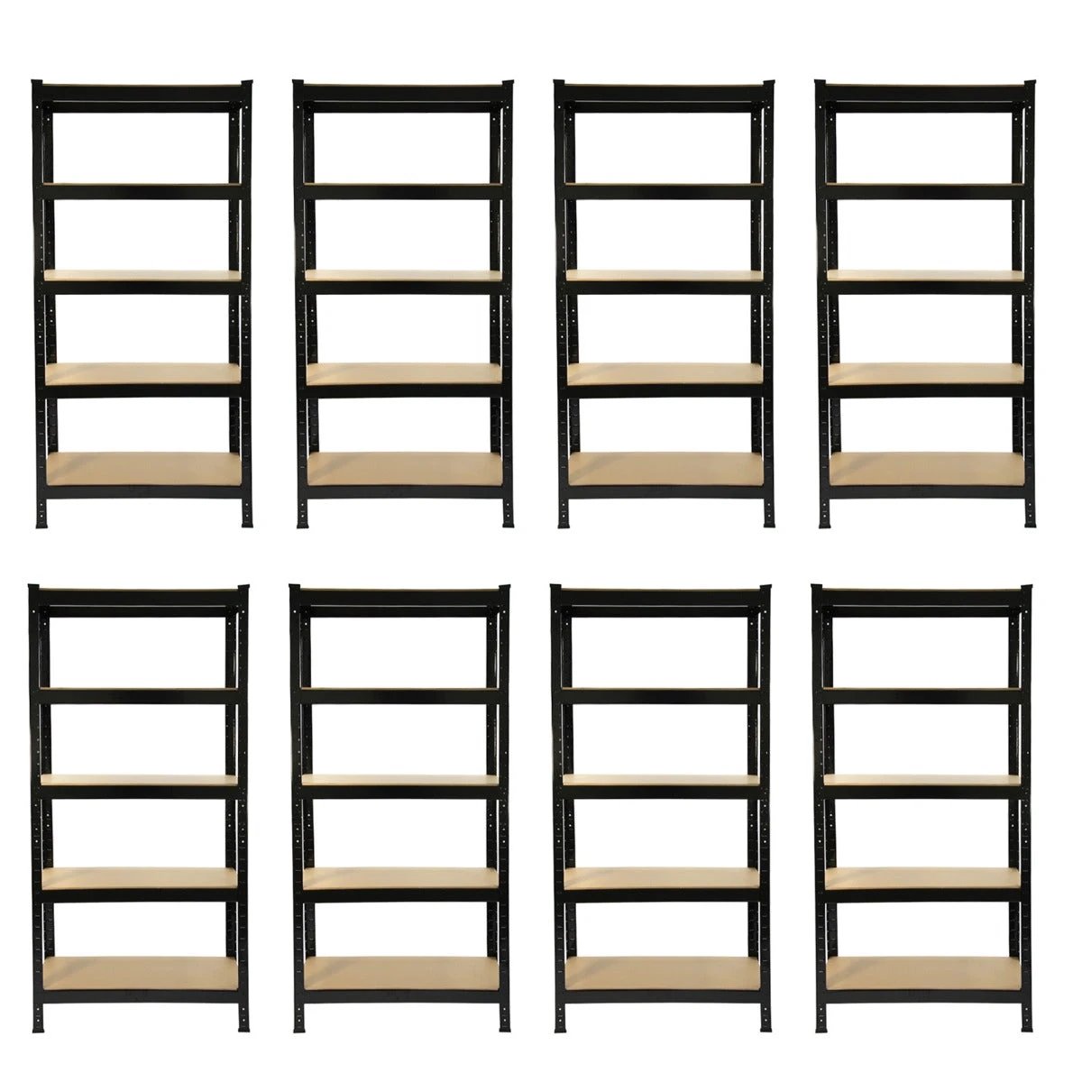 8 x T-RAX Black Metal Racking Units 75cm x 150cm x 30cm by Monster Shop
