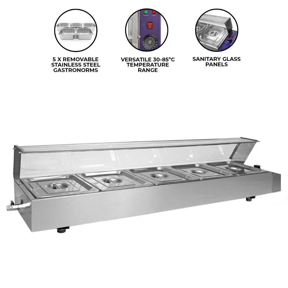 Monster Shop KuKoo 5 Pan Wet Well Bain Marie -