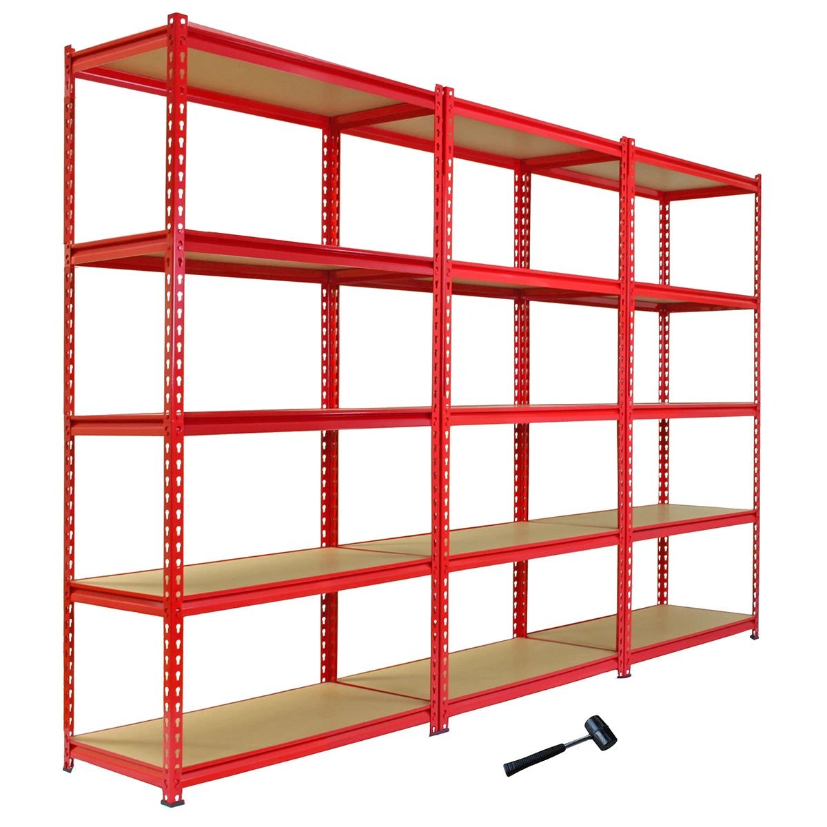3 x Z-Rax Metal Racking Unit Red 90cm & Free Mallet by Monster Shop