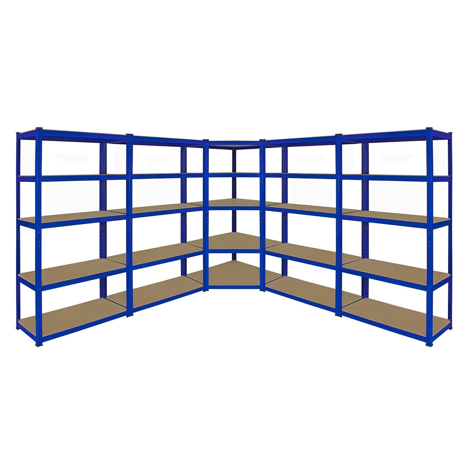 Monster Racking T-Rax Corner Shelving Unit & 4x 90cm Garage Storage Bays, Blue by Monster Shop