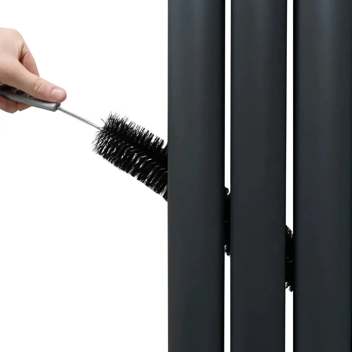 Monster Shop Oval Mirror Radiator & Valves - 1800mm x 380mm - Anthracite Grey -