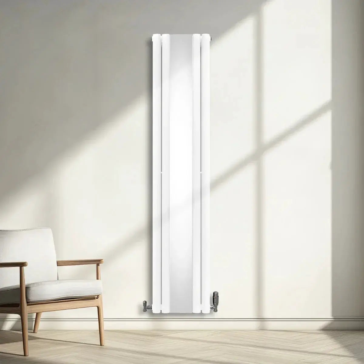 Monster Shop Oval Mirror Radiator & Valves - 1800mm x 380mm - White -