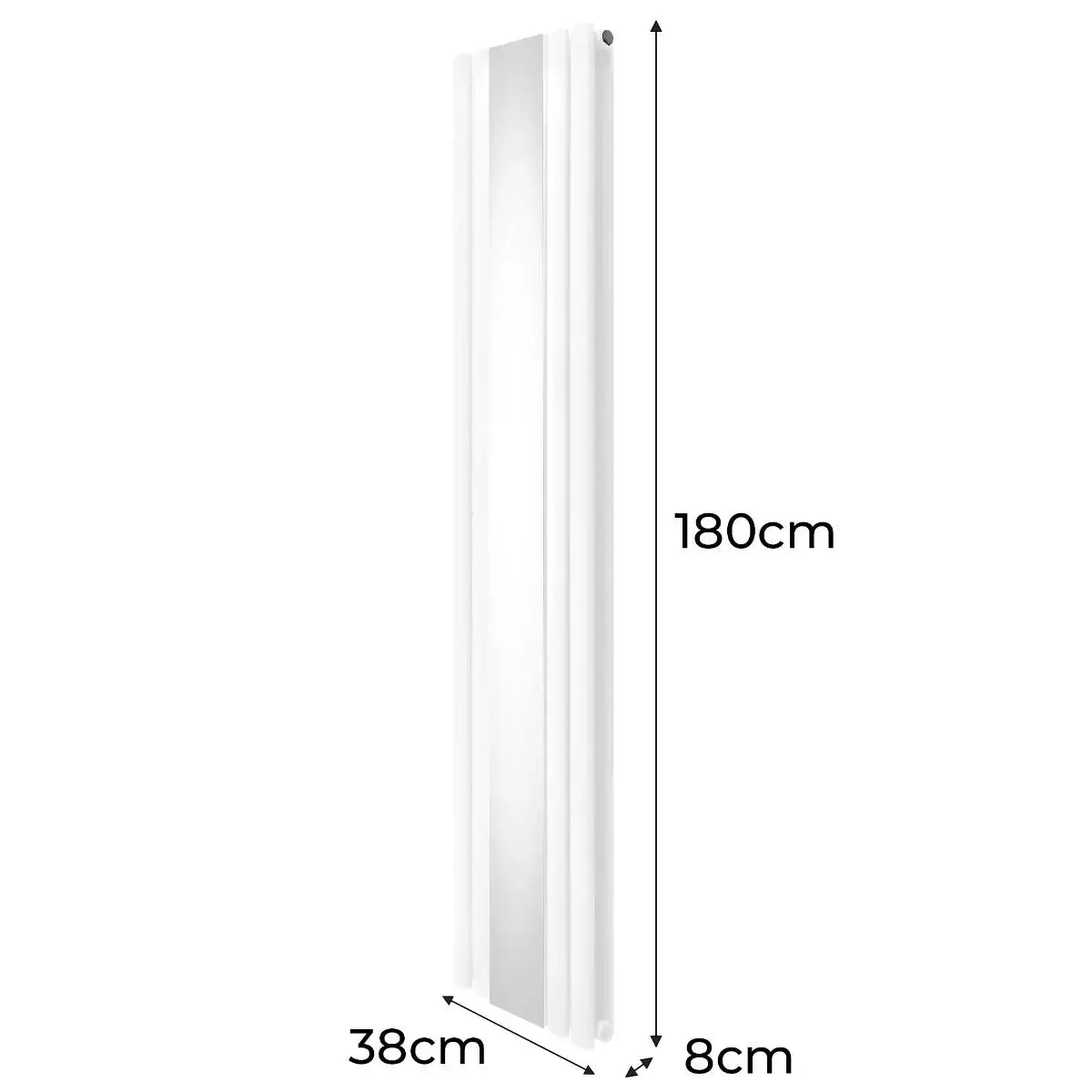 Monster Shop Oval Mirror Radiator & Valves - 1800mm x 380mm - White -