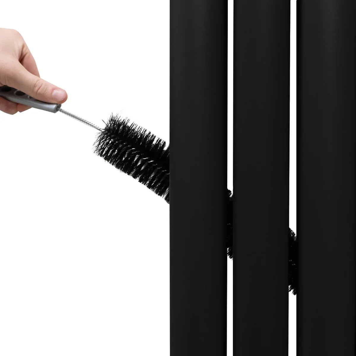 Monster Shop Oval Mirror Radiator & Valves - 1800mm x 380mm - Black -