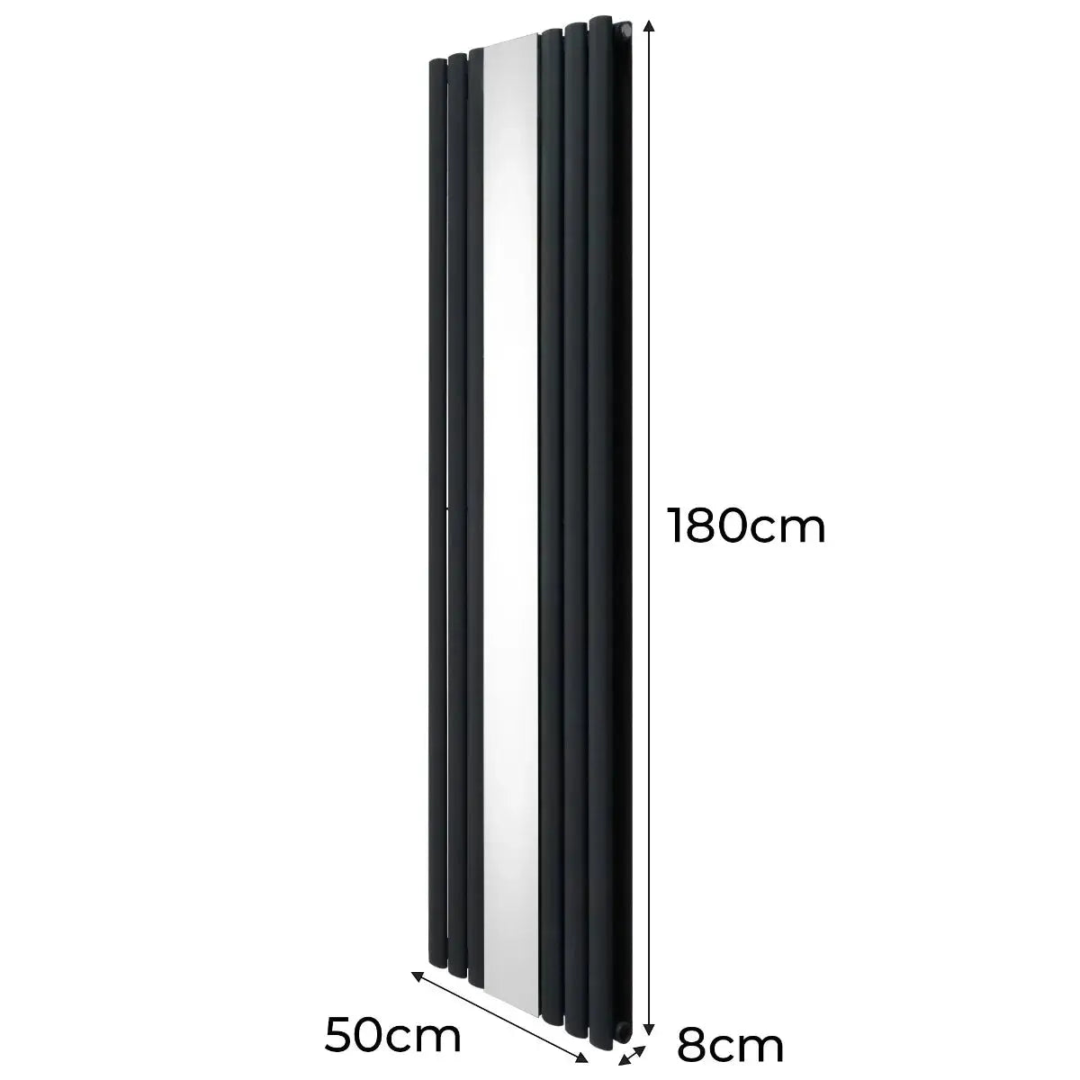 Monster Shop Oval Mirror Radiator & Valves - 1800mm x 500mm - Anthracite Grey -