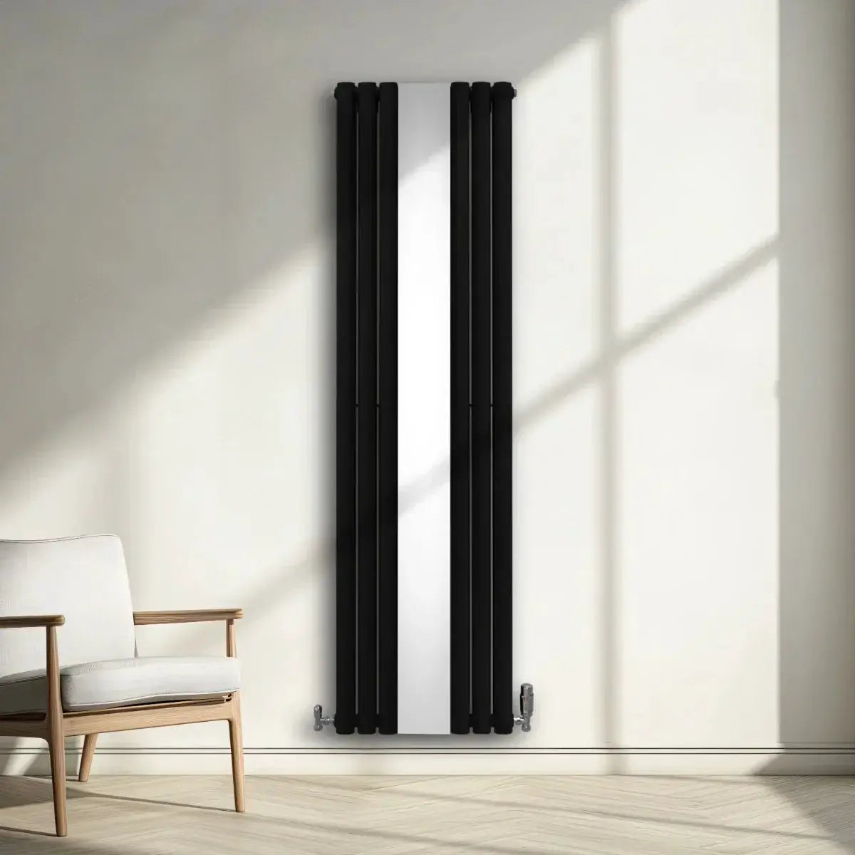 Monster Shop Oval Mirror Radiator & Valves - 1800mm x 500mm - Black -