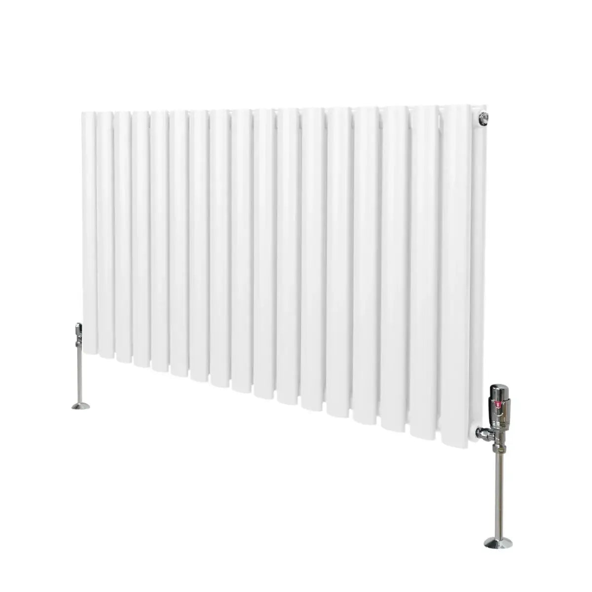 Monster Shop Oval Column Radiator & Valves - 600mm x 1020mm – White -