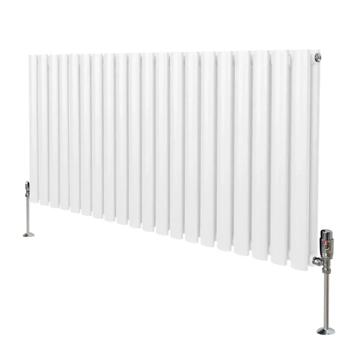 Monster Shop Oval Column Radiator & Valves - 600mm x 1200mm – White -