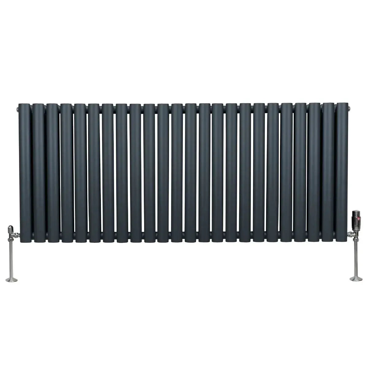 Monster Shop Oval Column Radiator & Valves - 600mm x 1440mm – Anthracite Grey -