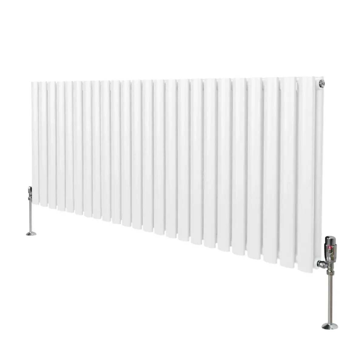 Monster Shop Oval Column Radiator & Valves - 600mm x 1440mm – White -