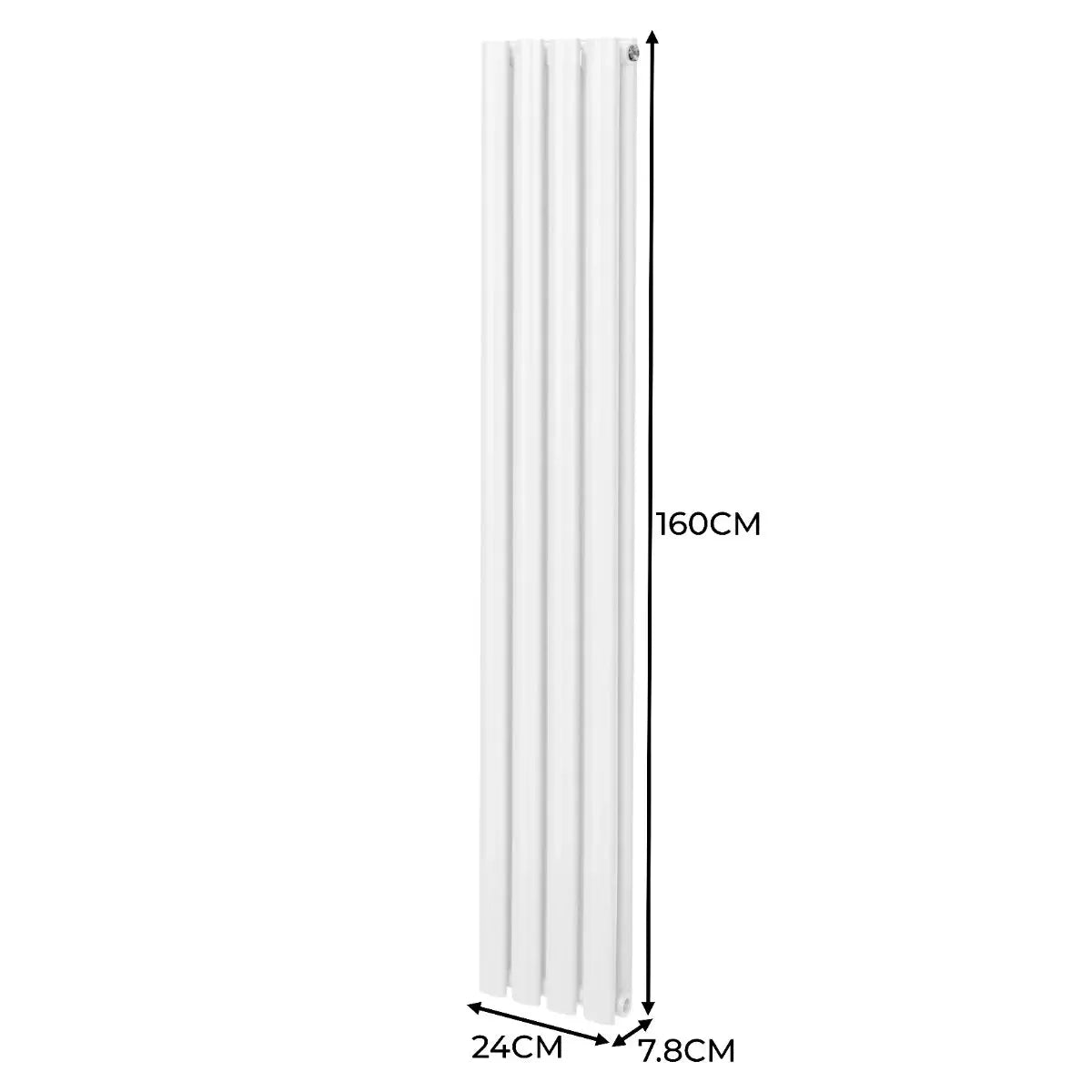 Monster Shop Oval Column Radiator & Valves - 1600mm x 240mm – White -