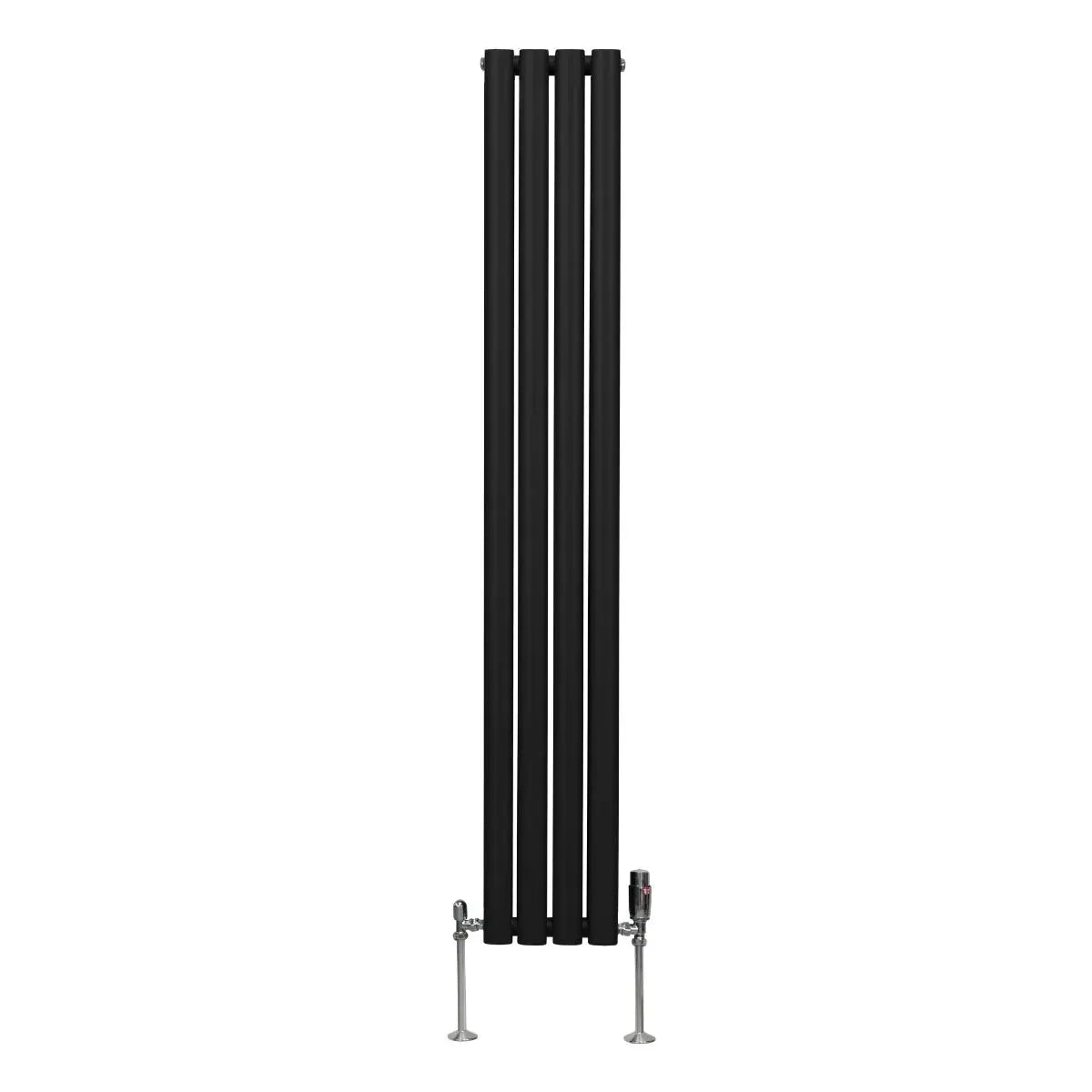Monster Shop Oval Column Radiator & Valves - 1600mm x 240mm – Black -