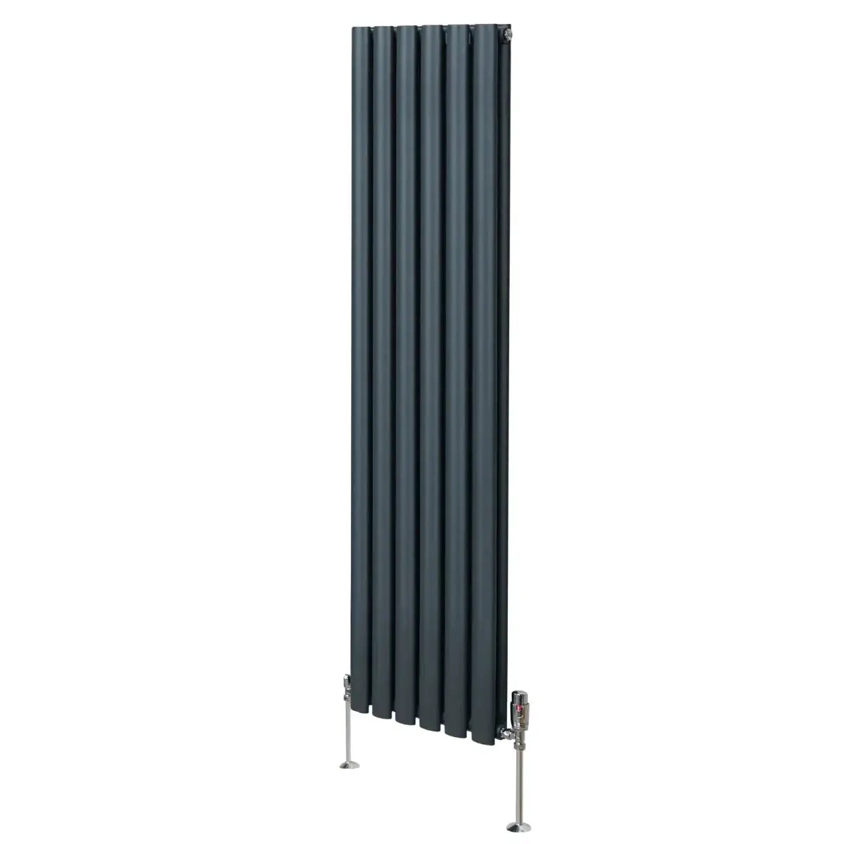 Monster Shop Oval Column Radiator & Valves - 1600mm x 360mm – Anthracite Grey -