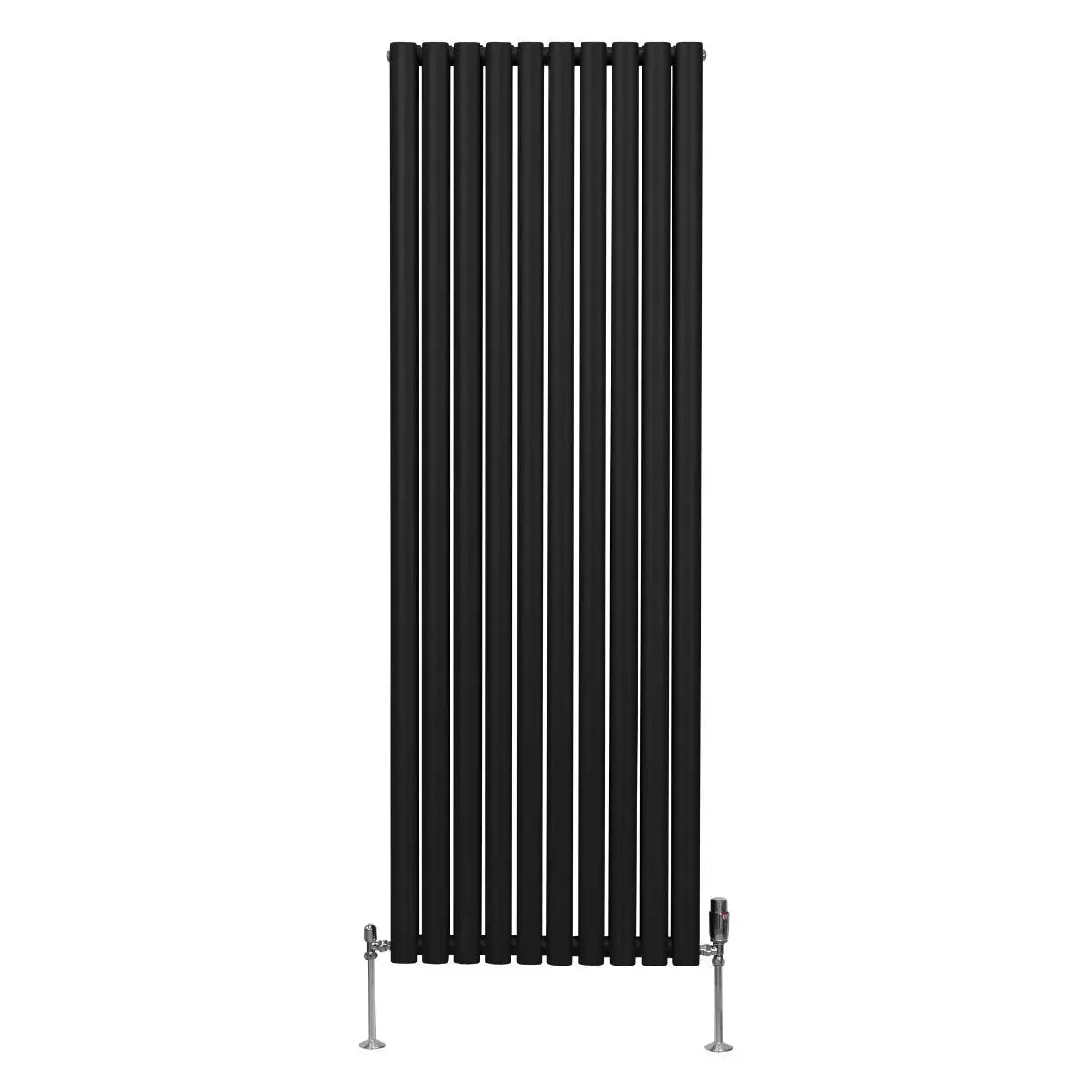 Monster Shop Oval Column Radiator & Valves - 1800mm x 600mm – Black -