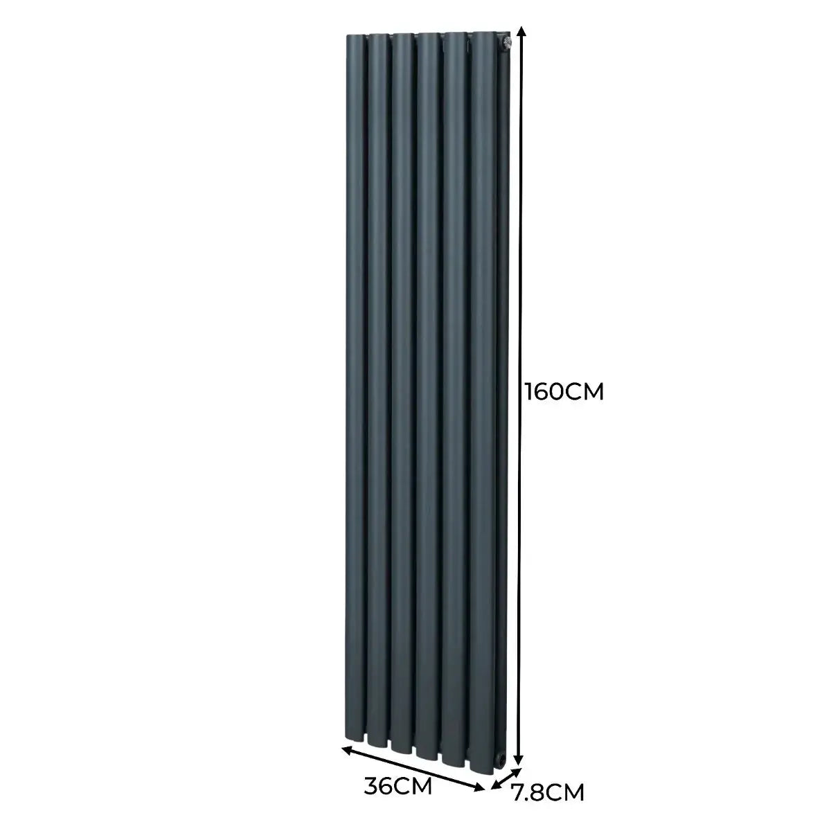 Monster Shop Oval Column Radiator & Valves - 1600mm x 360mm – Anthracite Grey -