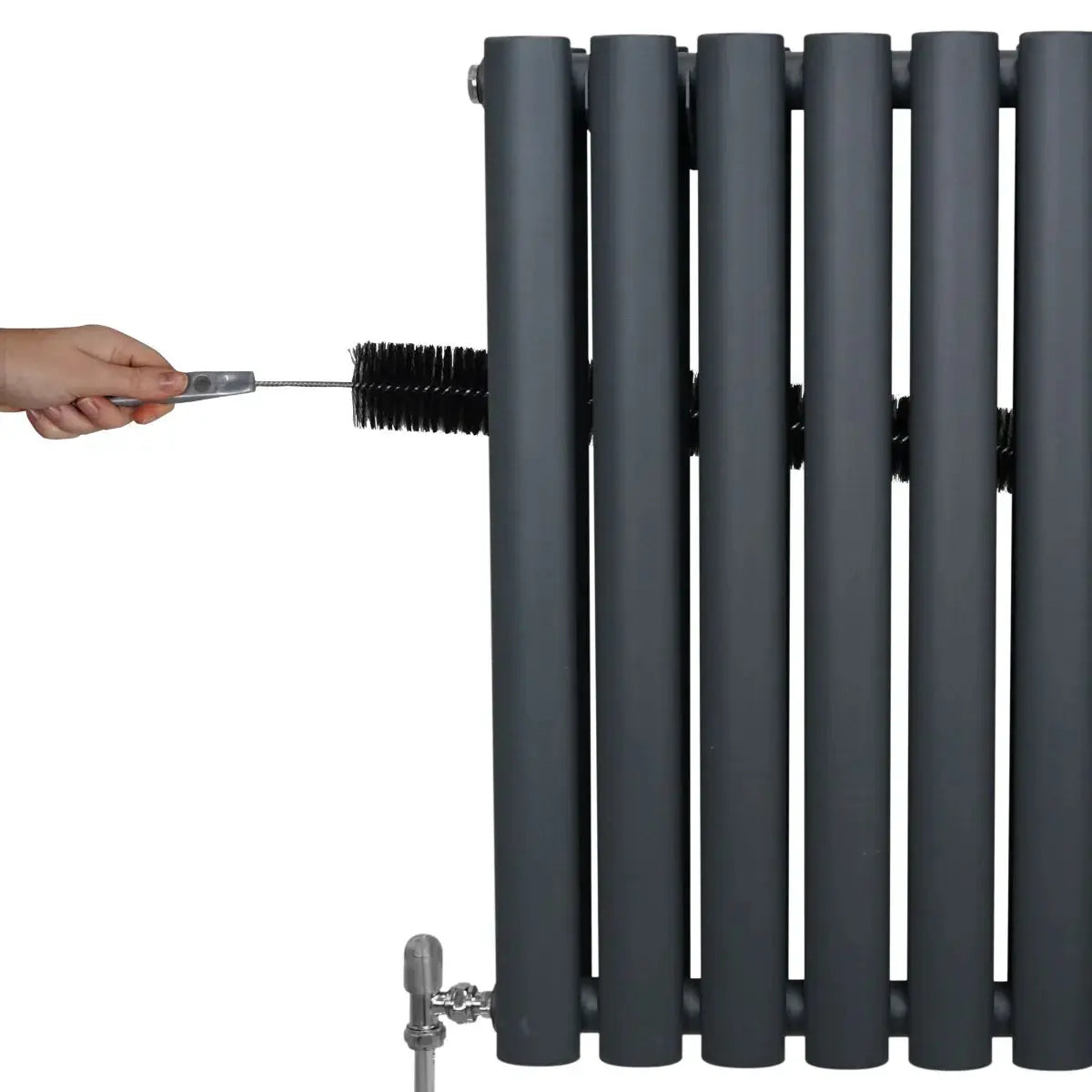 Monster Shop Oval Column Radiator & Valves - 1600mm x 360mm – Anthracite Grey -