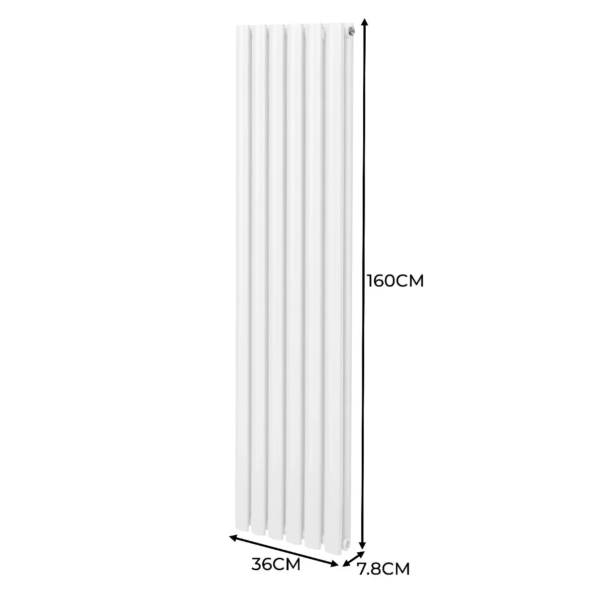 Monster Shop Oval Column Radiator & Valves - 1600mm x 360mm – White -