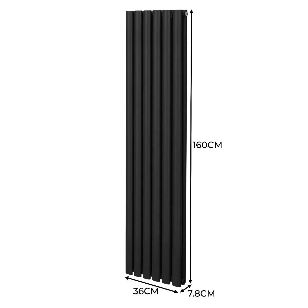 Monster Shop Oval Column Radiator & Valves - 1600mm x 360mm – Black -