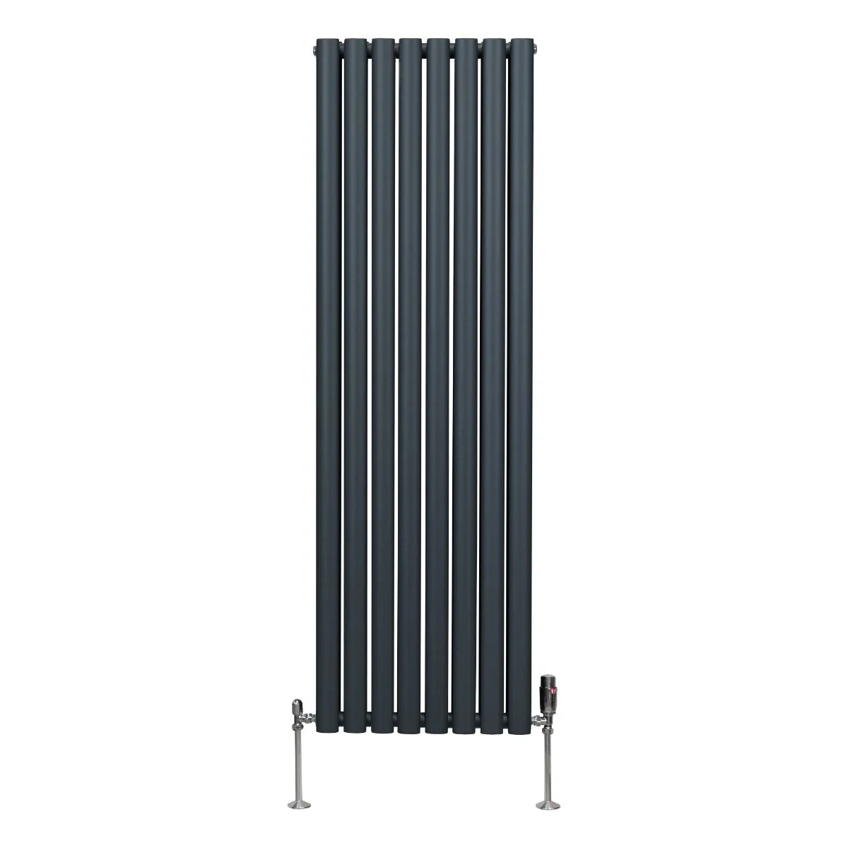 Monster Shop Oval Column Radiator & Valves - 1600mm x 480mm – Anthracite Grey -