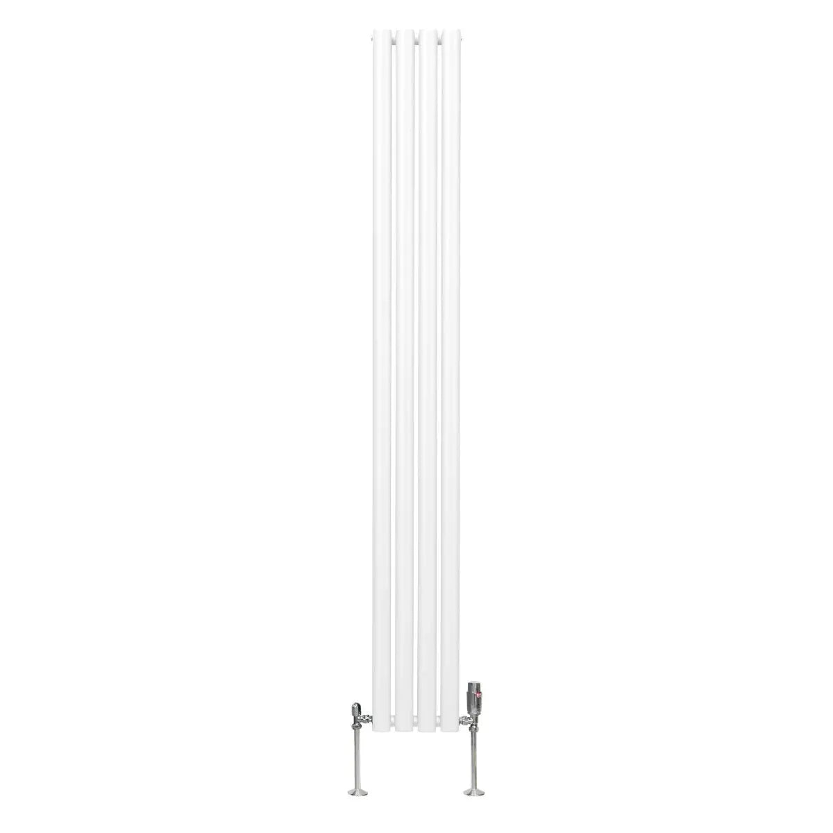 Monster Shop Oval Column Radiator & Valves - 1800mm x 240mm – White -