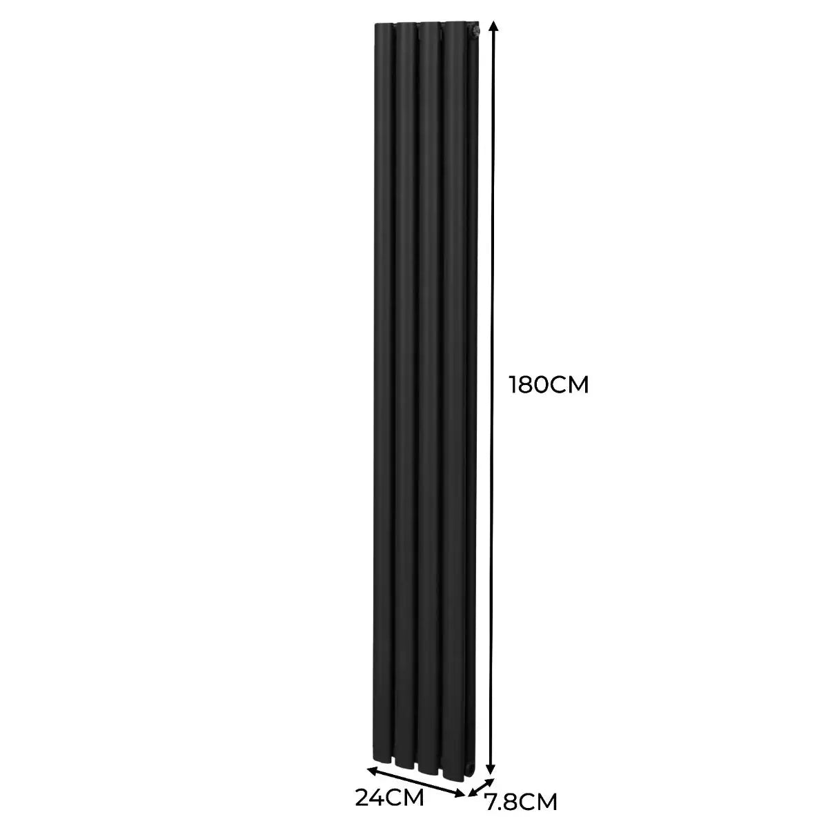 Monster Shop Oval Column Radiator & Valves - 1800mm x 240mm – Black -