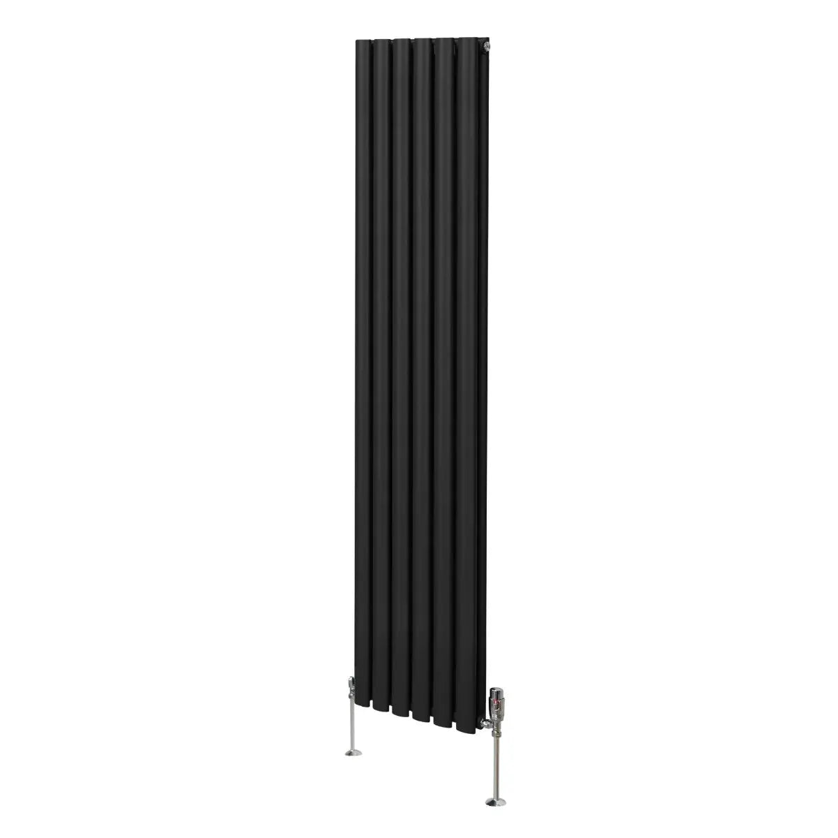 Monster Shop Oval Column Radiator & Valves - 1800mm x 360mm – Black -