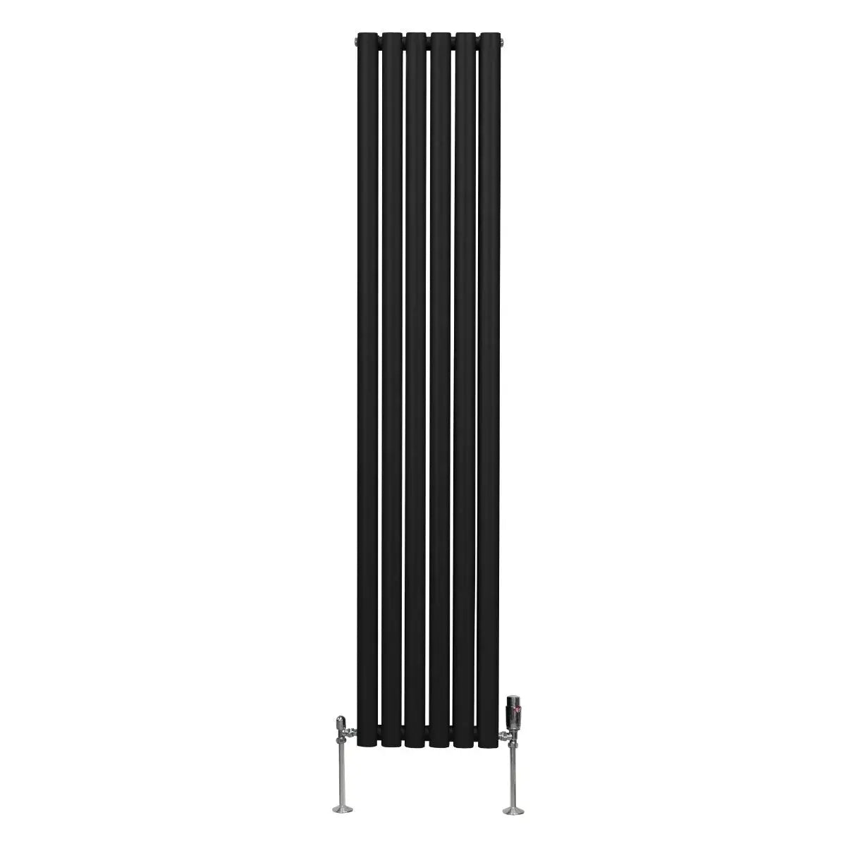 Monster Shop Oval Column Radiator & Valves - 1800mm x 360mm – Black -