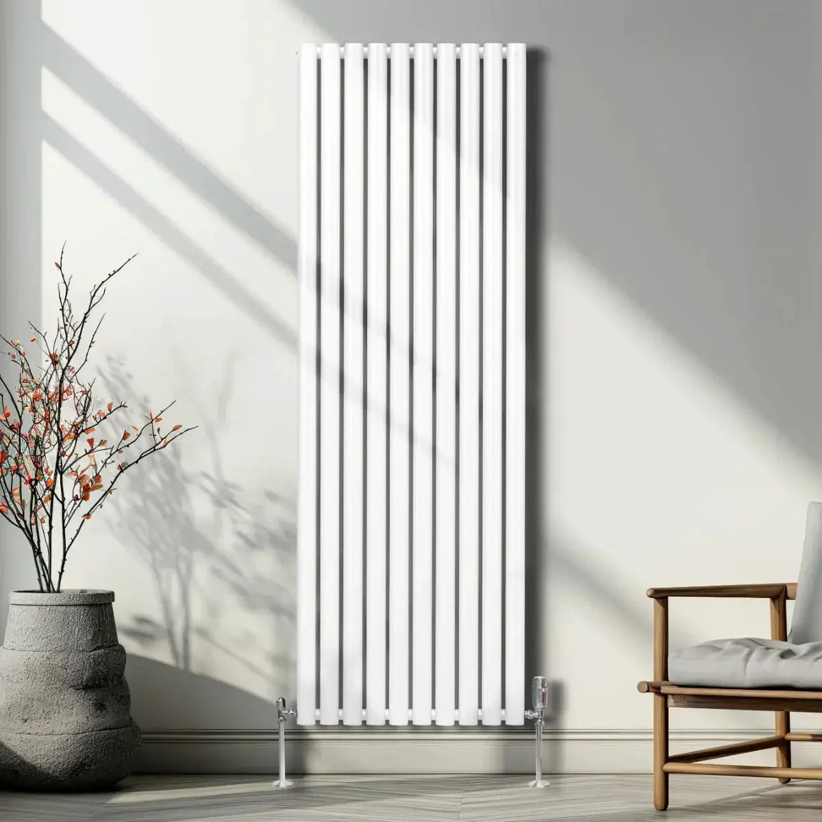Monster Shop Oval Column Radiator & Valves - 1800mm x 600mm – White -