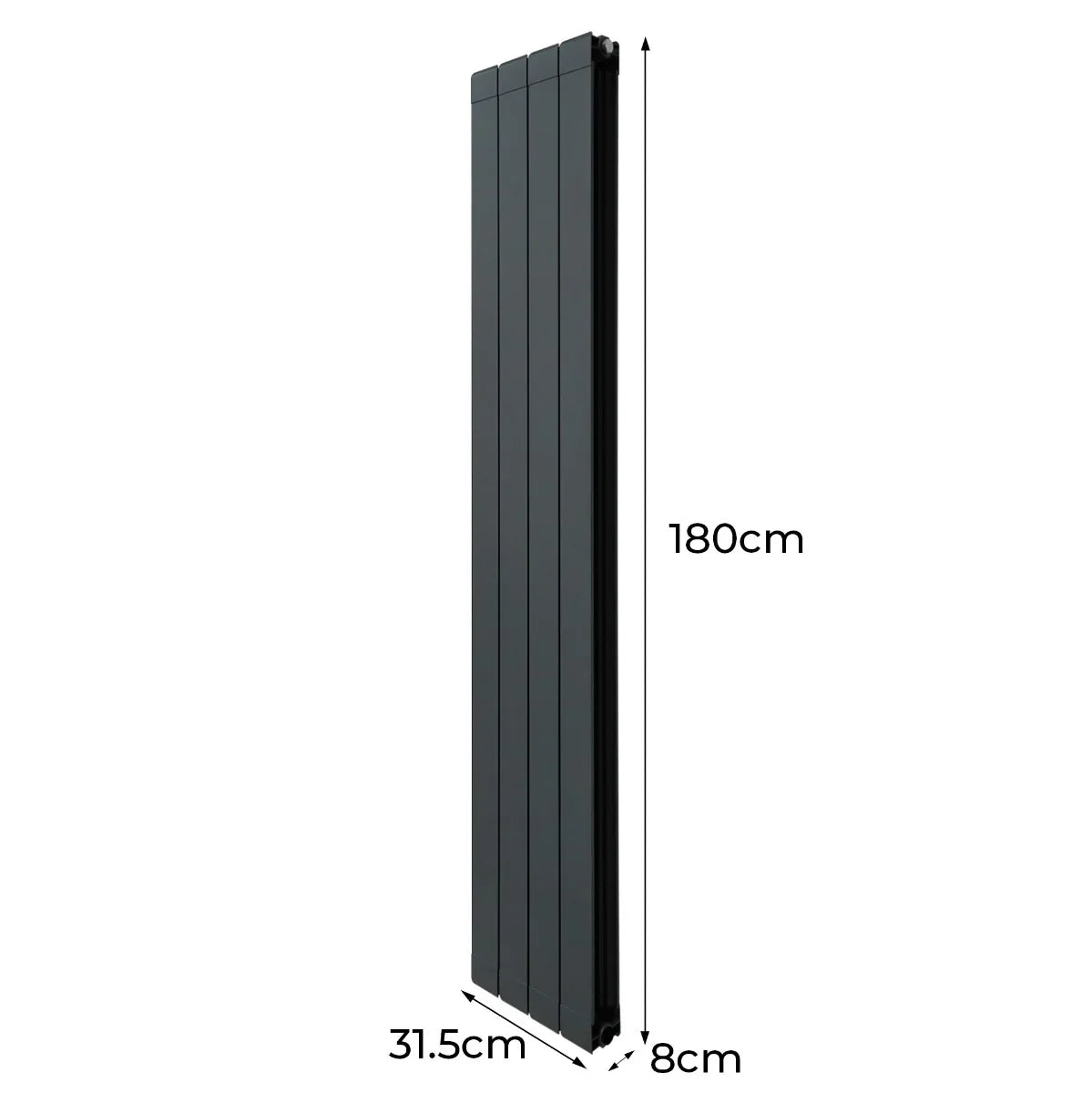 Monster Shop Aluminium Radiator & Valves - 1800mm x 315mm - Anthracite Grey -