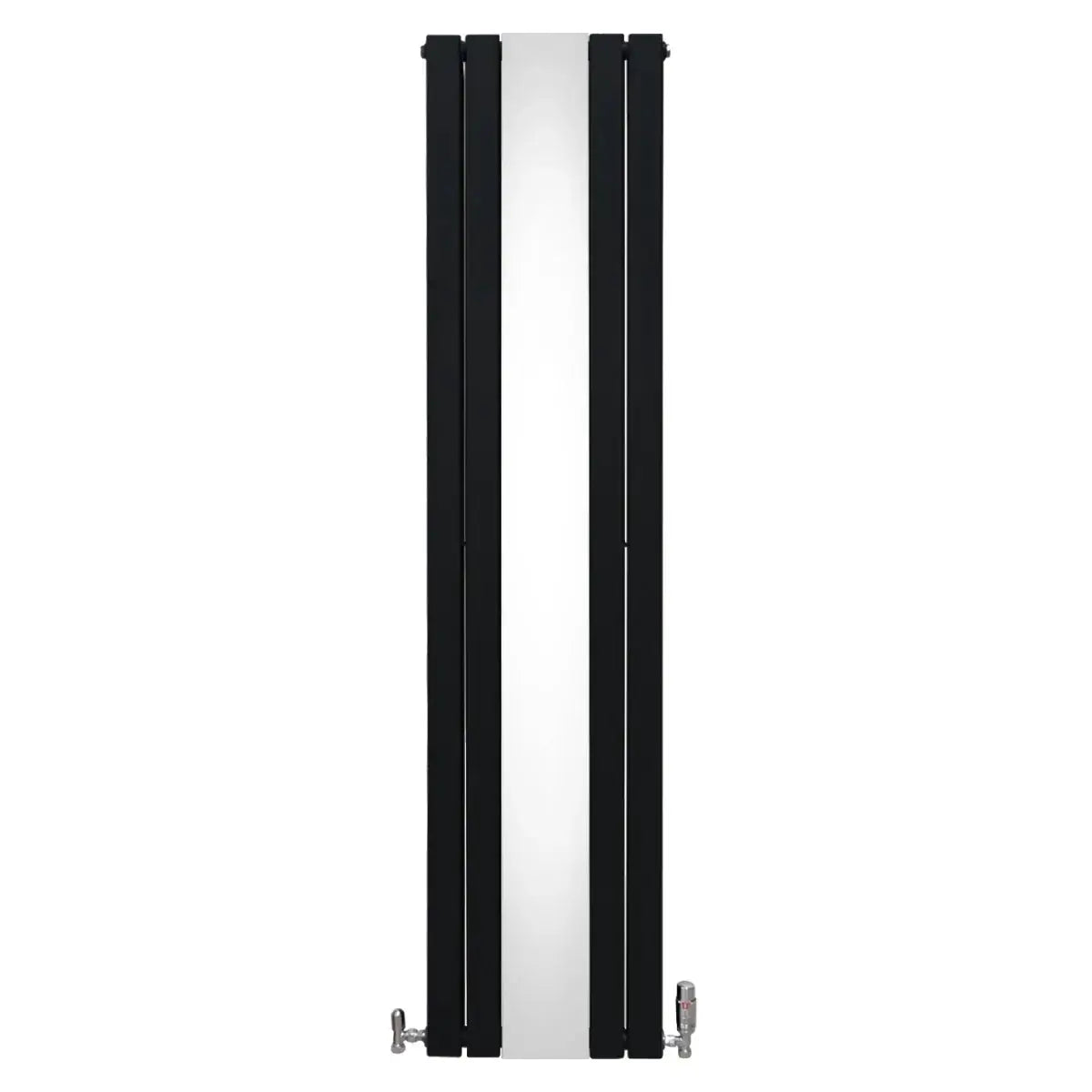 Monster Shop Flat Mirror Radiator & Valves - 1800mm x 425mm - Black -