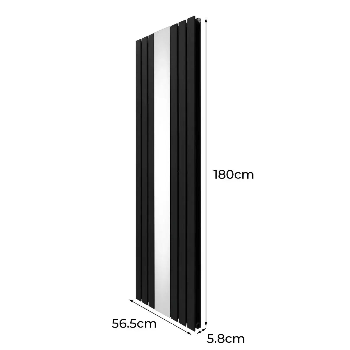 Monster Shop Flat Mirror Radiator & Valves - 1800mm x 565mm - Black -