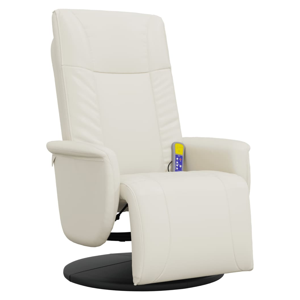 VidaXL Massage Recliner Chair Footrest Cream Leather by vidaXL