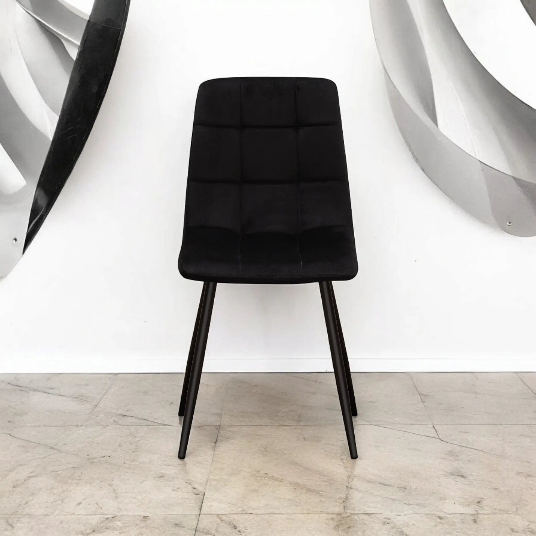 MSL BLACK FABRIC CHAIR BLACK METAL LEGS - Dining Chairs