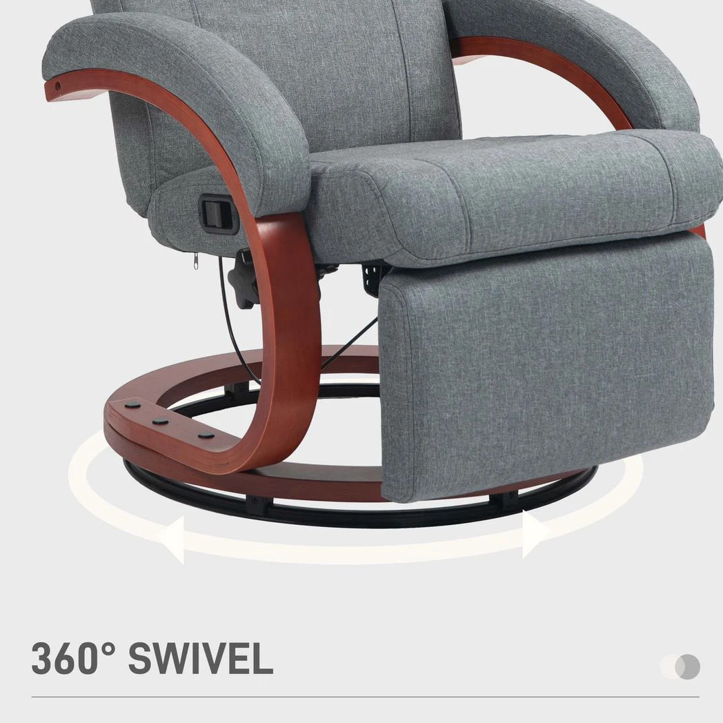 HOMCOM Manual Recliner Swivel Reclining Chair with Footrest Armrests Beige by HOMCOM