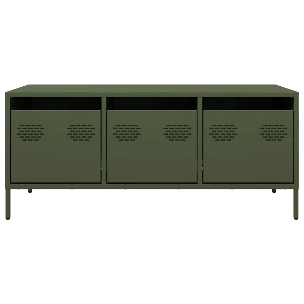 vidaXL VidaXL Industrial Coffee Table 101.5x50x43.5 cm Cold Rolled Steel Olive Green Storage Cabinets For Living Room - Coffee Table