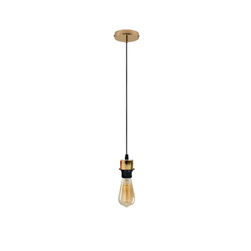 LEDSONE Industrial French Gold Pendant Light Fitting, Lampshade Addable E27 Lamp Holder UK Holder Fitting Set With PVC Cable. - Pendant Lights