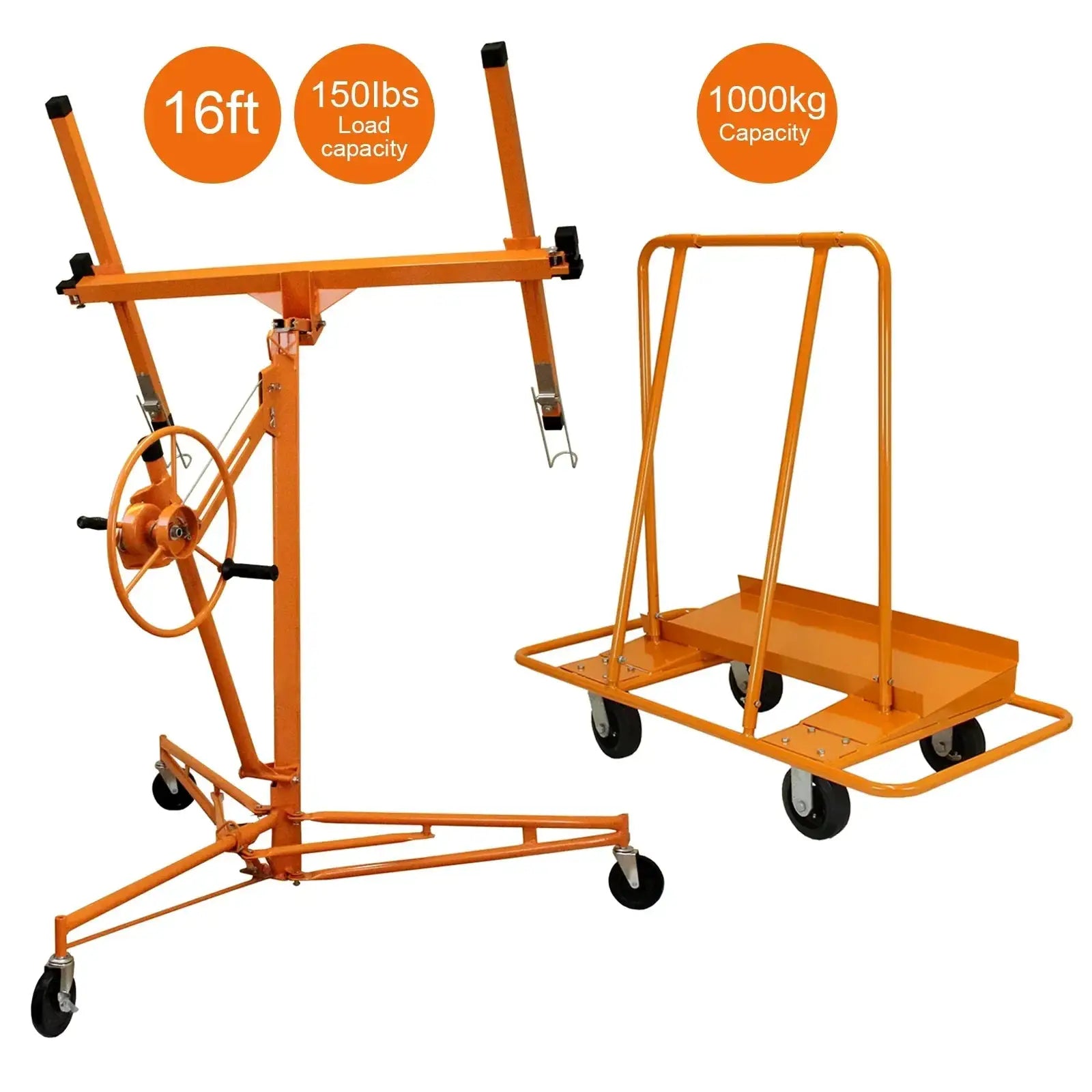 Monster Shop Drywall Lifter Hoist 16ft & Plaster Board Trolley -