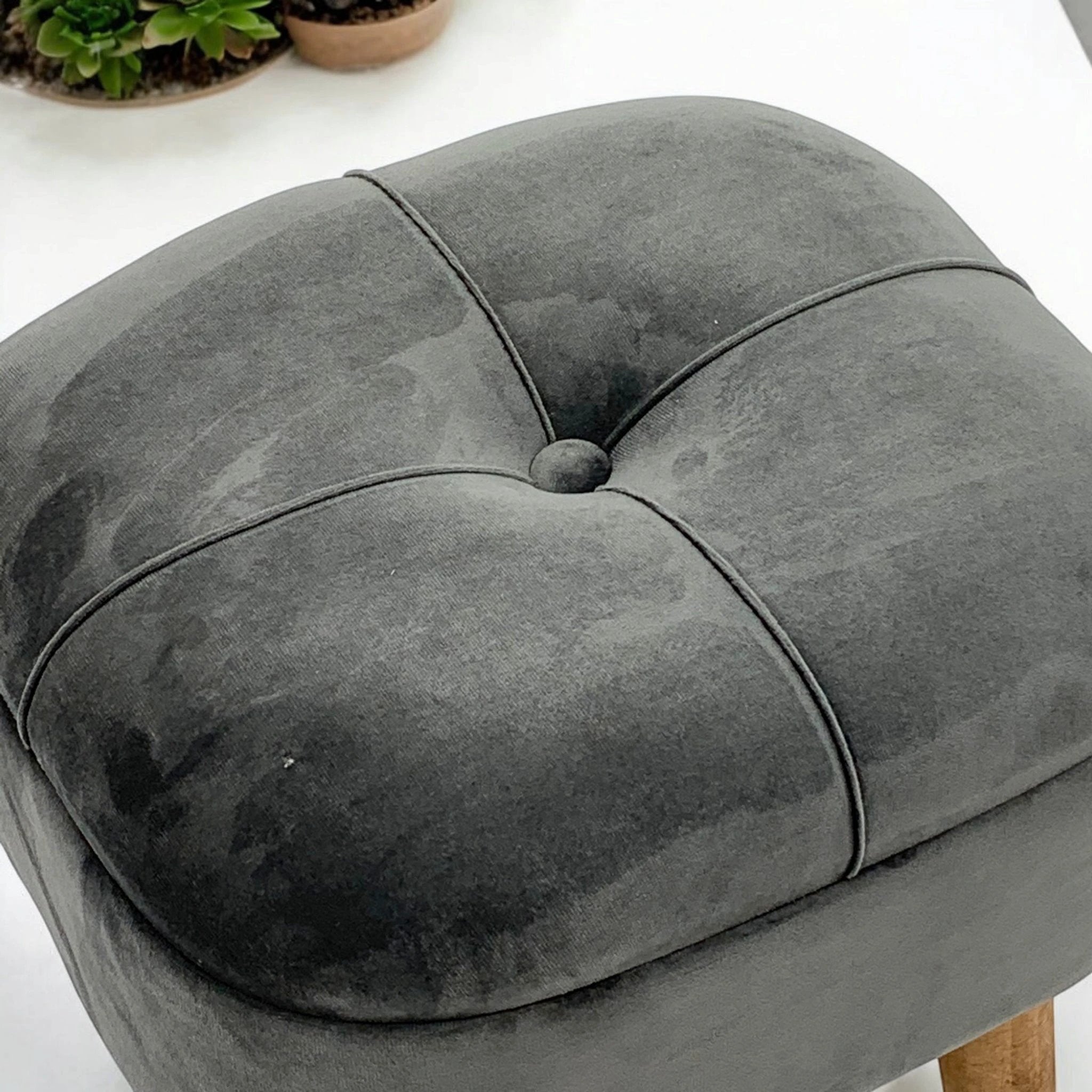 MSL Premium Velvet Ottoman 18in Square Soft Gray Upholstery For Living Room Comfort And Lounge Style - Footstool